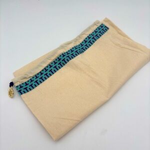 Tory Burch Cream Pouch with‎ Blue Accents